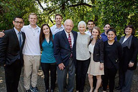 Barney and Ann Mizel with students